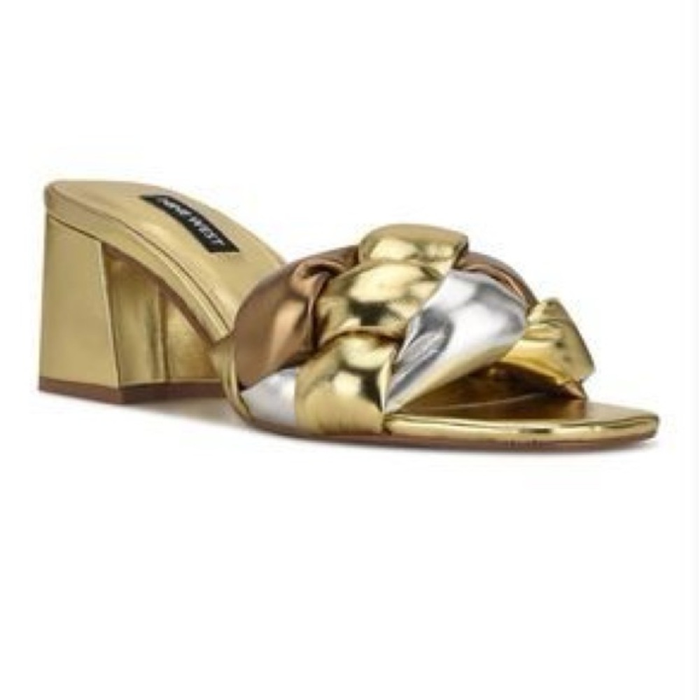 Nine West, Metallic Gold and Silver Block Heel, Sz: 7